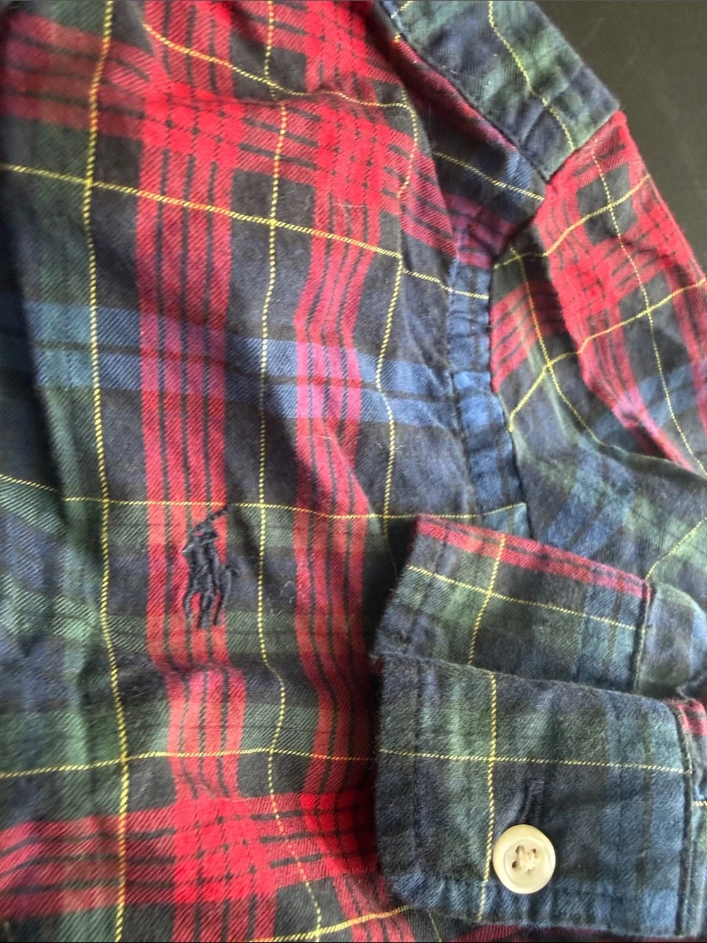 Ralph Lauren Red, Navy & Green Plaid Flannel Shirt